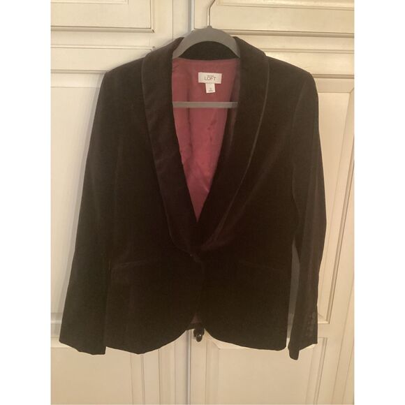 Ann Taylor Loft Chocolate Brown Velvet Blazer Sz 10 - Picture 1 of 6